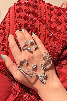 White Rhodium Finish Brilliant-Cut Diamond Handcuff With Ring