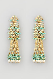 Gold Finish Pearl Jhumka Earrings