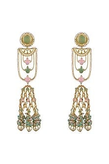 Gold Finish Floral Dangler Earrings