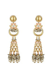 Gold Finish Pearl Dangler Earrings