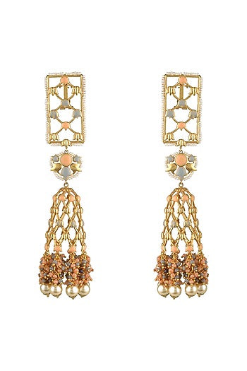 Gold Finish Pearl Jhumka Earrings