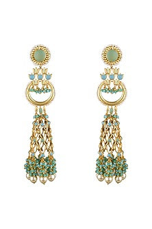 Gold Finish Floral Pearl Earrings