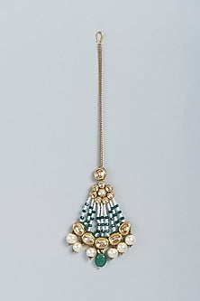 Gold Finish Serpentine Stone Maang Tikka