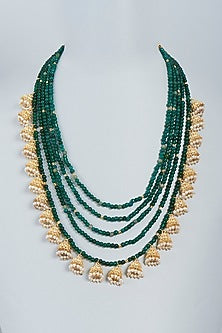 Gold Finish Beaded Layered Necklace