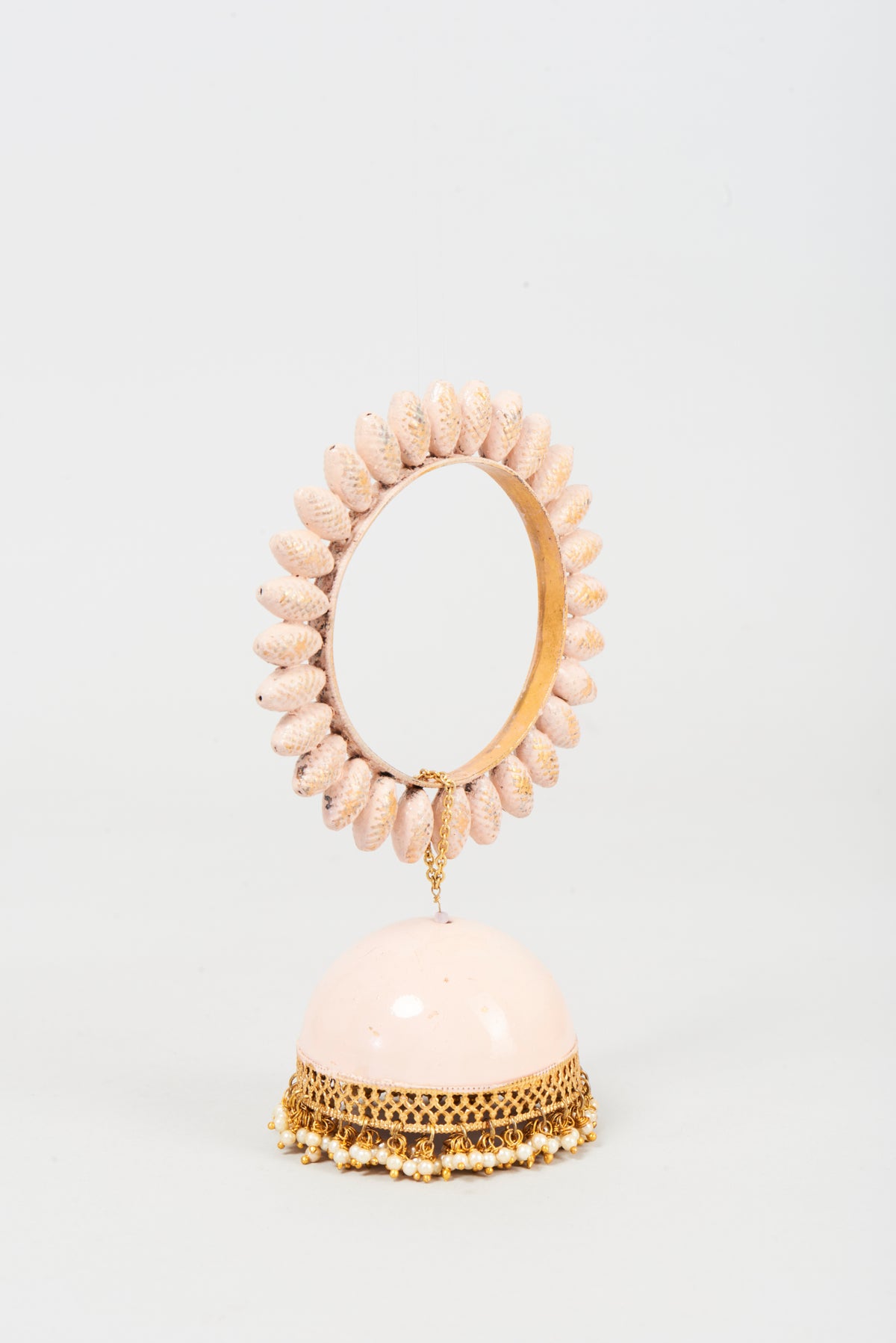 Gold Finish Enameled Jhumka Bangle