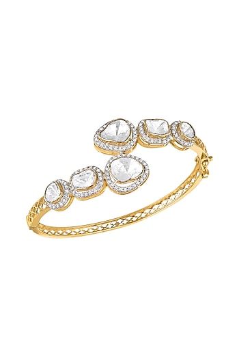 14kt Gold Finish Diamond & Kundan Polki Bracelet