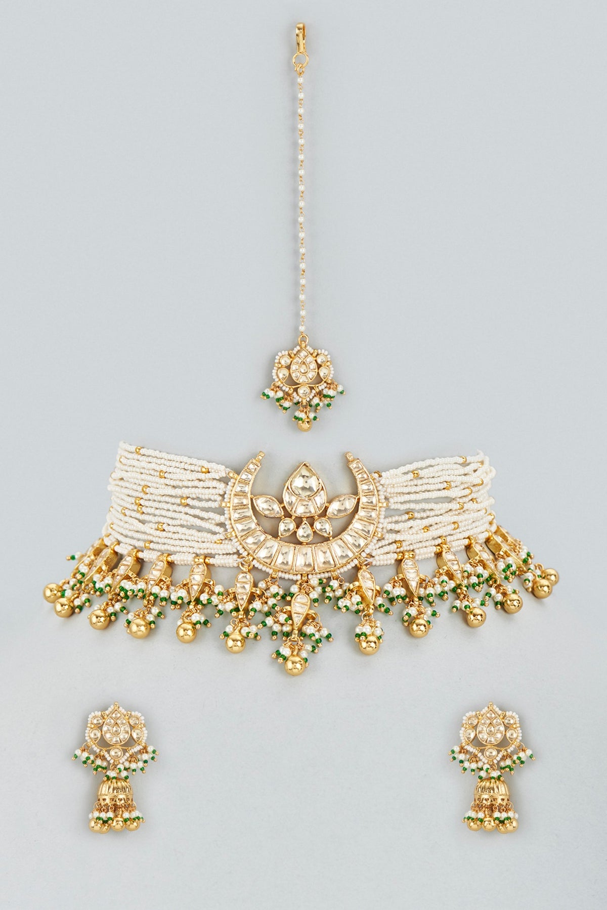 Gold Plated Semi-Precious Stone Choker Necklace Set