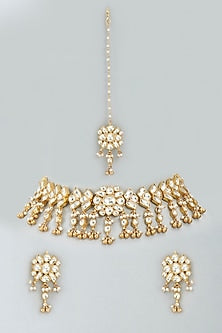 Gold Plated Semi-Precious Stones Choker Necklace Set