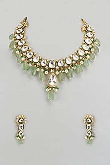 Gold Finish Faux Polki Necklace Set