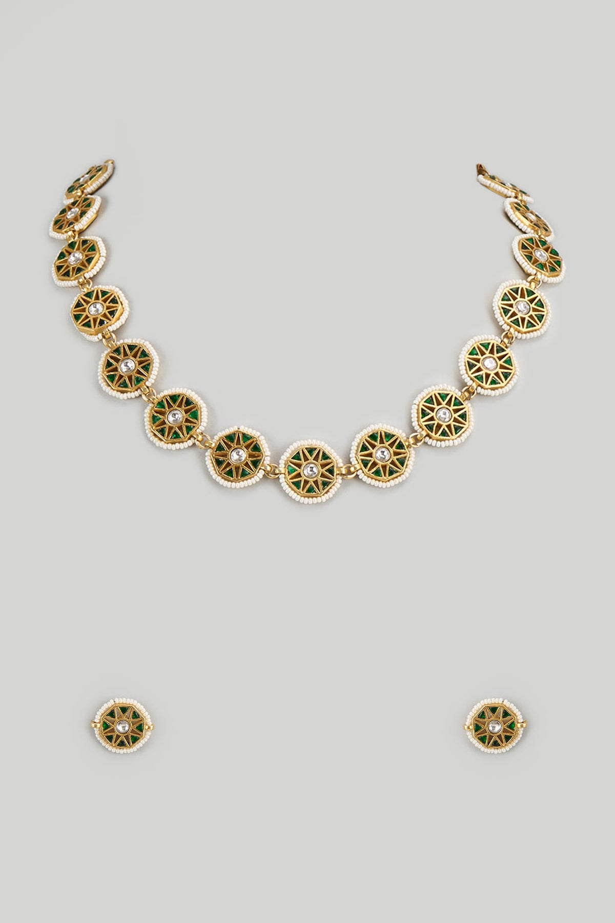 Gold Plated Semi-Precious Beaded & Pearl Necklace Set