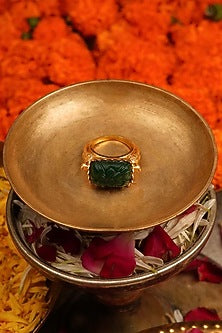 Gold Finish Jadau Kundan Polki Ring