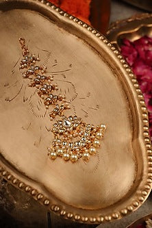 Gold Plated Uncut Polki & Beaded Jadau Maangtikka