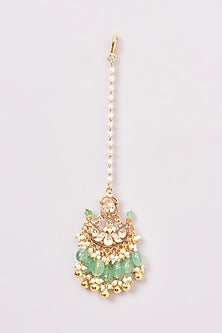 Gold Finish Green Kundan Polki & Jadau Necklace Set