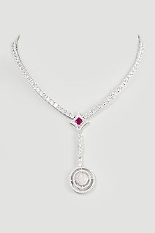 White Finish Cubic Zirconia Necklace