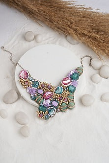 Multi-Colored Stone & Sequinned Necklace Set