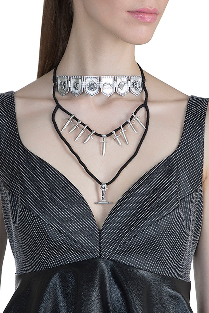 Silver Finish Tale Of Seven Kingdoms Layered Necklace