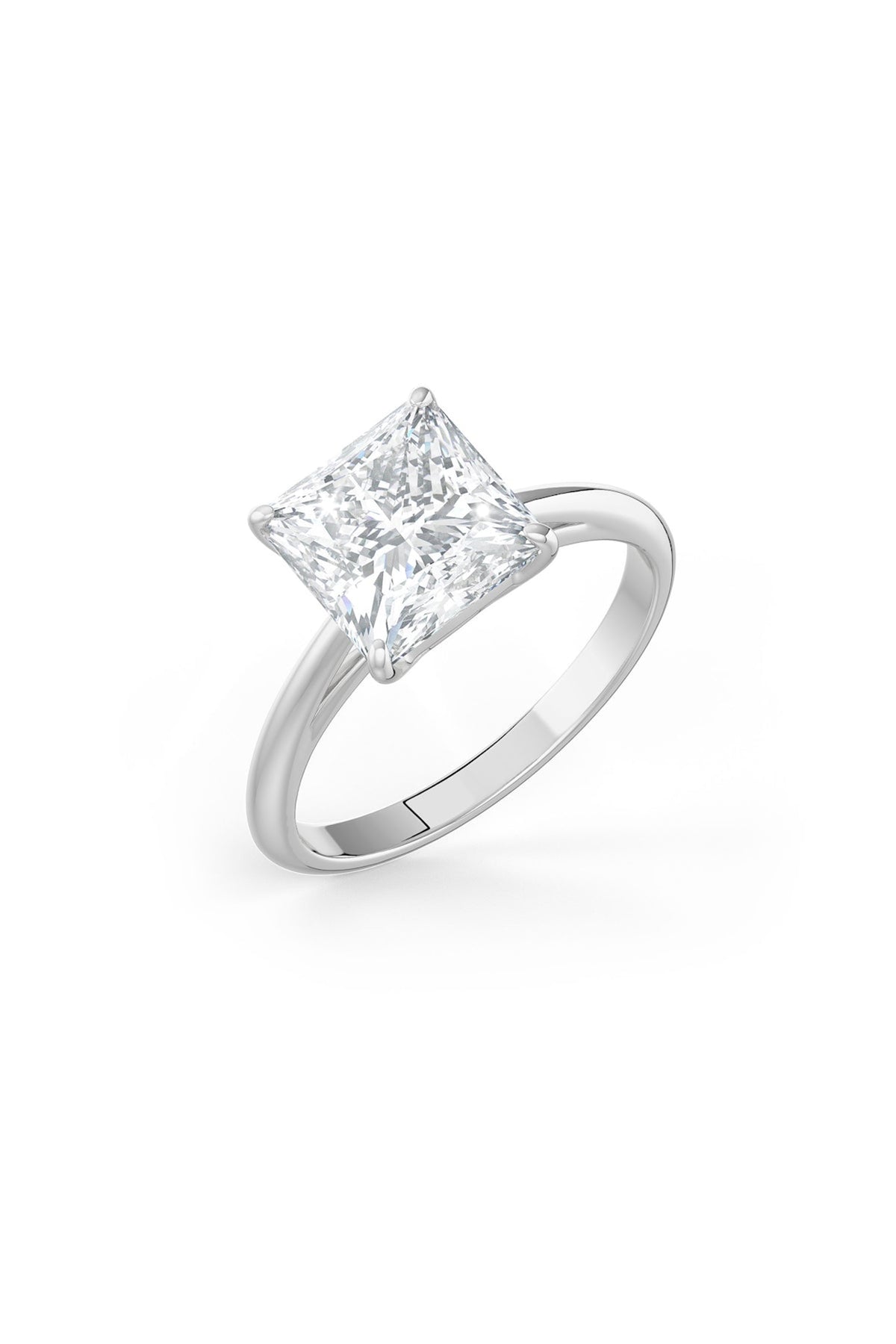 White Rhodium Finish Square-Shaped Cubic Zirconia Ring In Sterling Silver