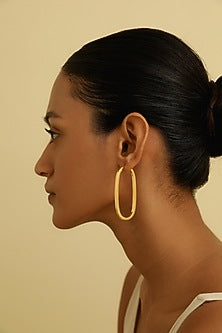 Gold Plated U-shaped Hoop Earrings In Sterling Silver