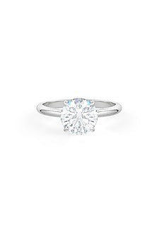 White Rhodium Finish Round-Shaped Cubic Zirconia Crystal Ring In Sterling Silver