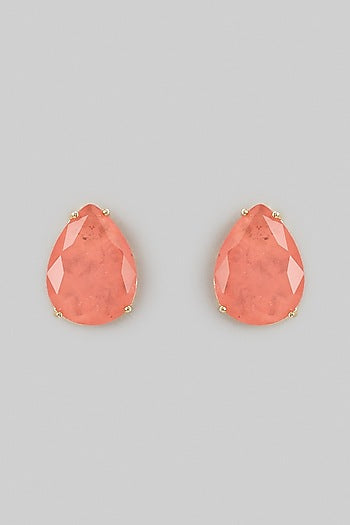 Orange Stud Earrings In Sterling Silver