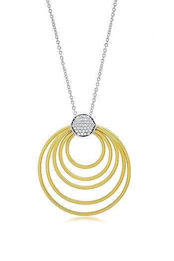 Gold Finish Pendant Necklace In Sterling Silver