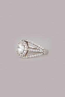 White Finish Ring In Sterling Silver