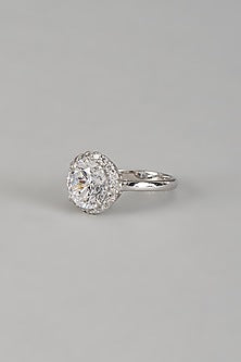 White Finish 9-Carat Diamond Solitaire Ring In Hallmark Sterling Silver