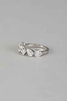 White Finish Diamond Solitaire Ring In Sterling Silver