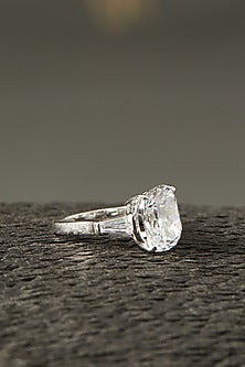 White Finish Ring In Sterling Silver