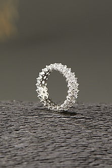 White Finish Eternity Band In Sterling Silver