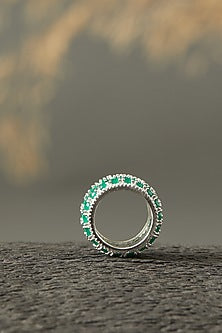 White Finish Eternity Band In Sterling Silver