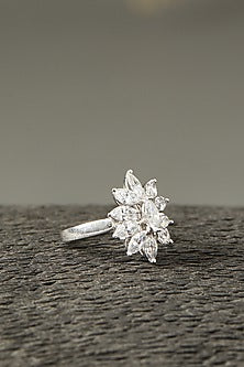 White Finish Ring In Sterling Silver
