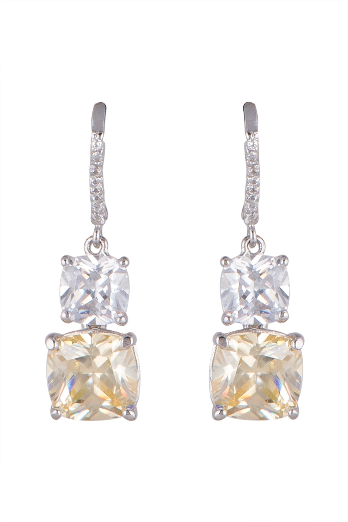 White Finish Sapphire Bali Earrings In Sterling Silver