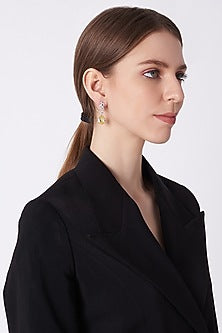 White Finish Zircon Earrings In Sterling Silver