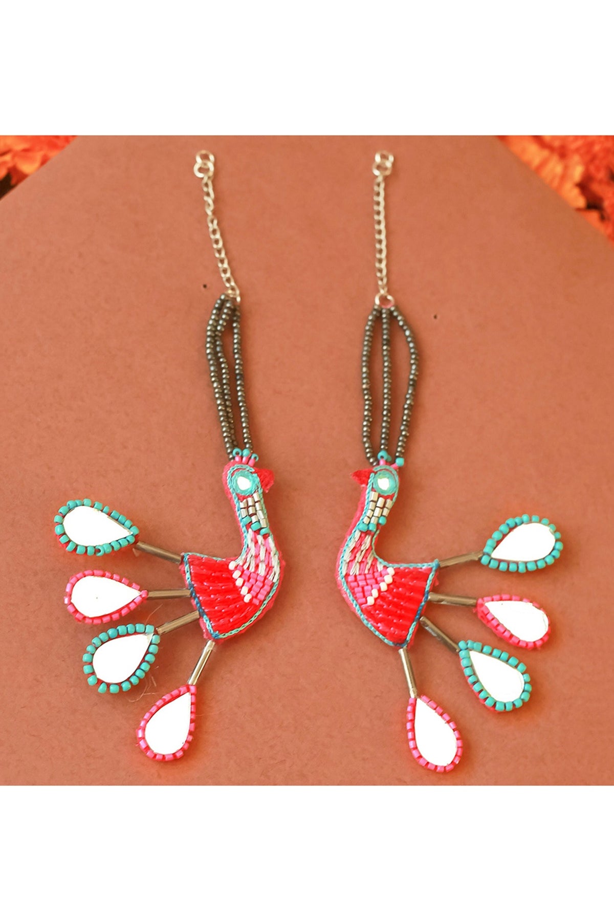 Multi-Colored Embroidered Dangler Earrings
