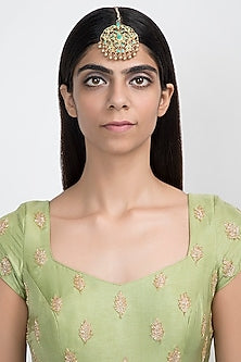Gold Plated Turquoise Stone Maang Tikka