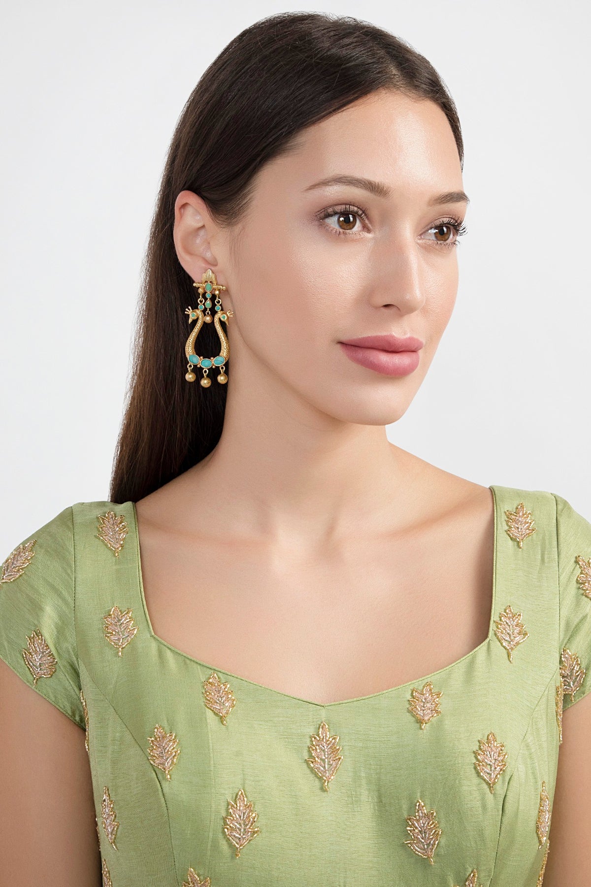 Gold Plated Kundan & Stones Earrings