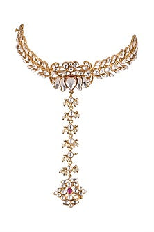 Gold Plated Kundan Hathphool