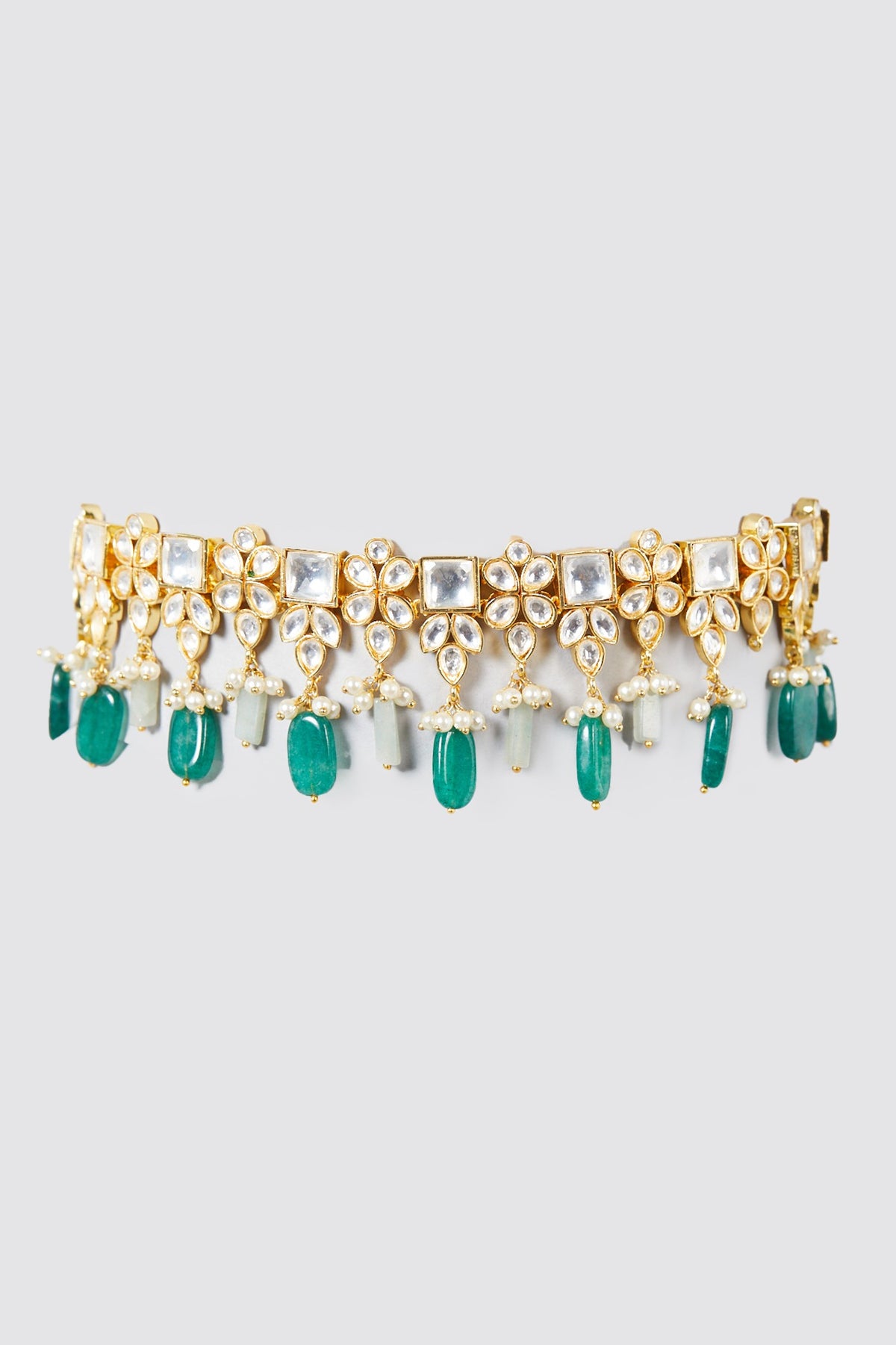 Gold Finish Kundan Polki Choker Necklace