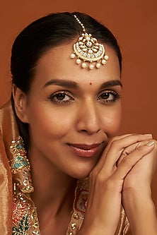 Gold Finish Kundan Polki Maangtikka