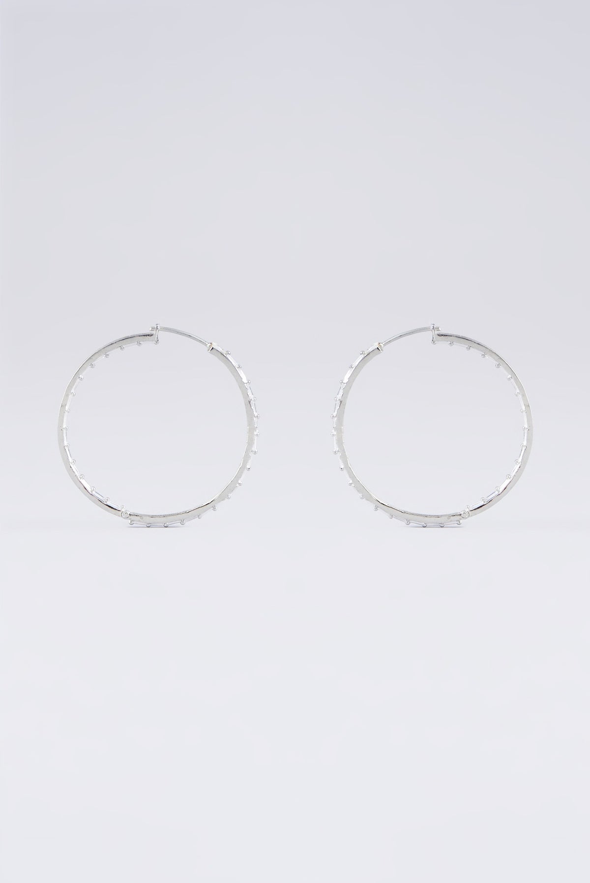 White Finish Zircon Hoop Earrings