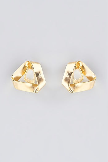 Gold Finish Polki Stud Earrings