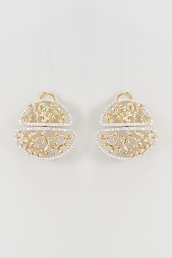 Gold Finish Kundan Polki Stud Earrings