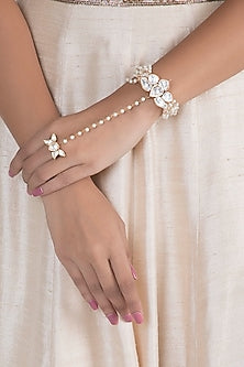 Gold Plated Enamled Lotus Motif Hathphool