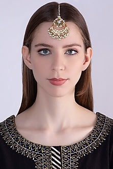 Gold Plated Kundan & Pearl Maang Tikka