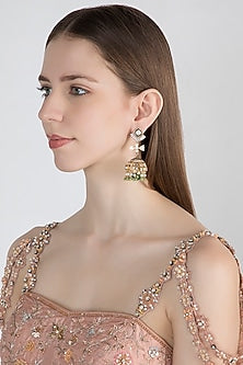 Gold Plated Kundan & Polki Jhumka Earrings