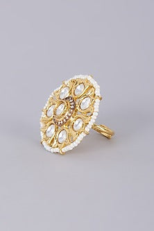 Gold Finish Kundan Polki Ring