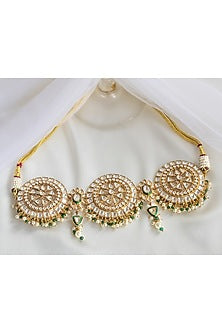 Gold Finish Kundan & Pearls Choker Necklace