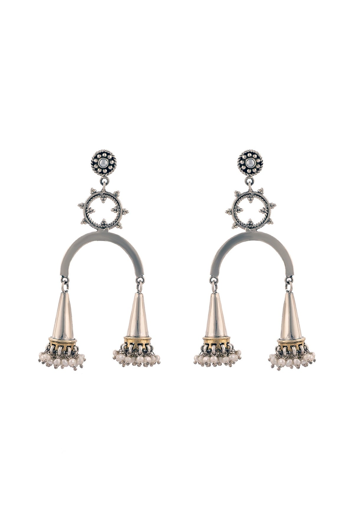 Gold Plated Dangler Earrings In Sterling Silver