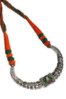 Multi-Colored Kundan Necklace In Sterling Silver